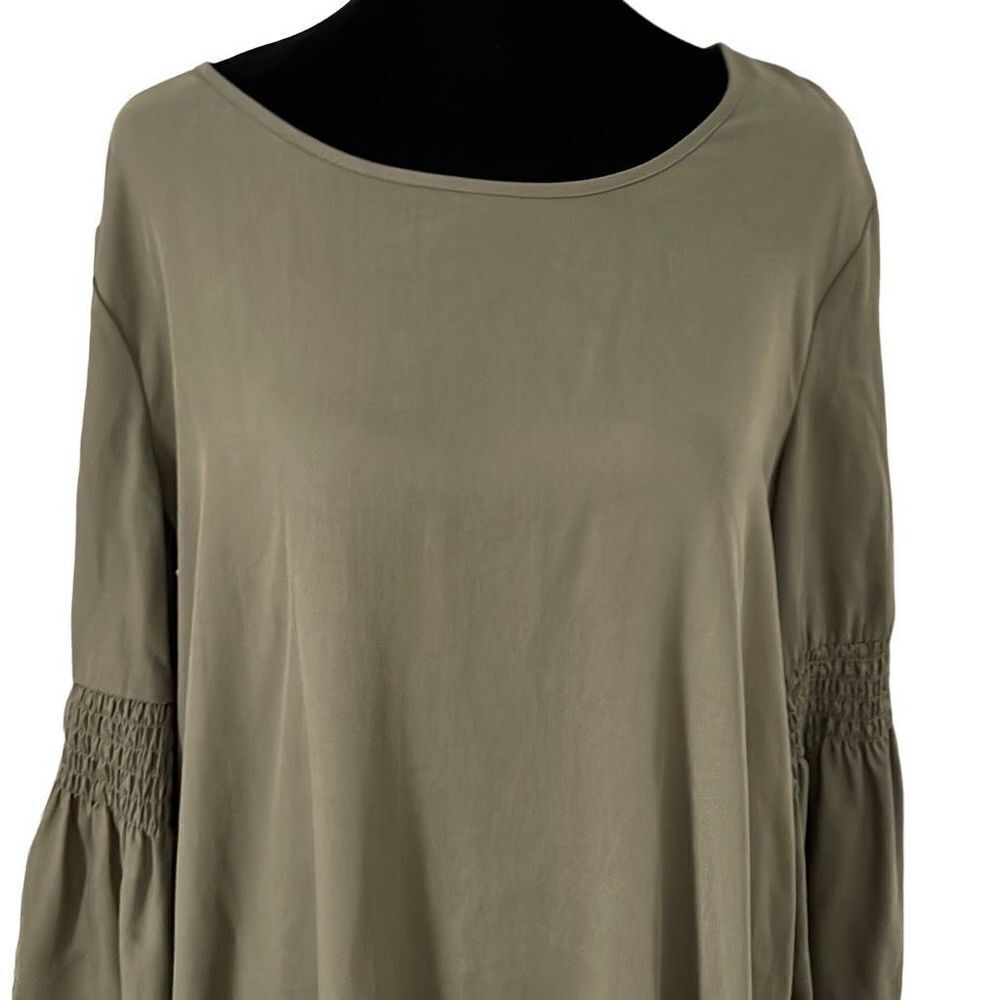 New York and Company Babydoll Dress. Size Medium. Army Green - Picture 2 of 11